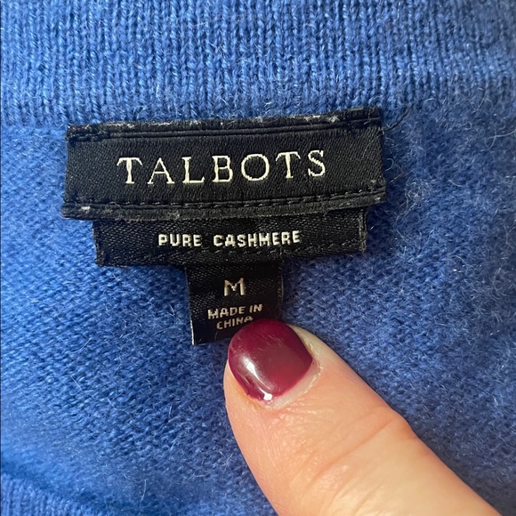 Talbots 100% cashmere sweater Sz M royal blue boat neck - Picture 4 of 5